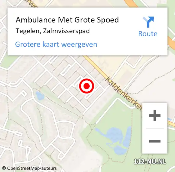 Locatie op kaart van de 112 melding: Ambulance Met Grote Spoed Naar Tegelen, Zalmvisserspad op 28 september 2014 12:10