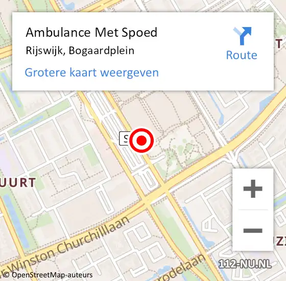 Locatie op kaart van de 112 melding: Ambulance Met Spoed Naar Rijswijk, Bogaardplein op 7 maart 2024 17:28