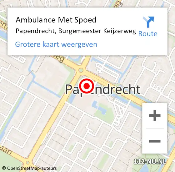Locatie op kaart van de 112 melding: Ambulance Met Spoed Naar Papendrecht, Burgemeester Keijzerweg op 7 maart 2024 17:33