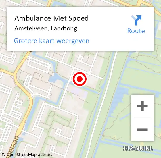 Locatie op kaart van de 112 melding: Ambulance Met Spoed Naar Amstelveen, Landtong op 7 maart 2024 17:34