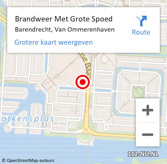 Locatie op kaart van de 112 melding: Brandweer Met Grote Spoed Naar Barendrecht, Van Ommerenhaven op 7 maart 2024 17:49