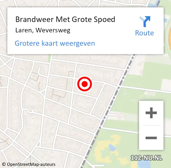 Locatie op kaart van de 112 melding: Brandweer Met Grote Spoed Naar Laren, Weversweg op 7 maart 2024 17:51