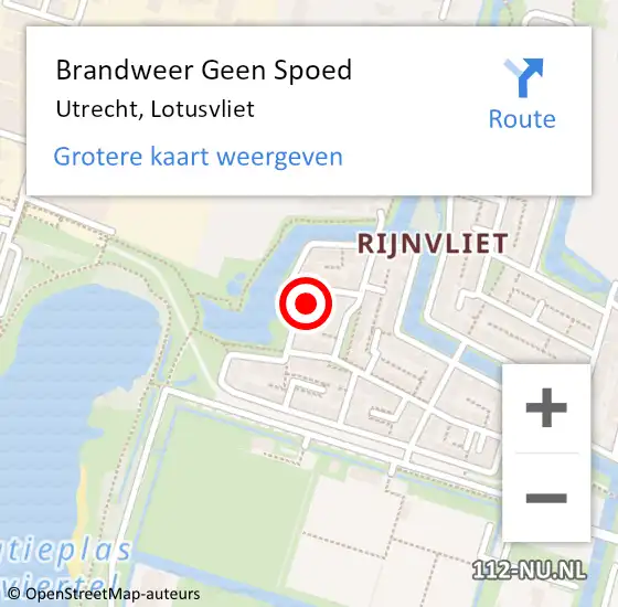 Locatie op kaart van de 112 melding: Brandweer Geen Spoed Naar Utrecht, Lotusvliet op 7 maart 2024 17:53