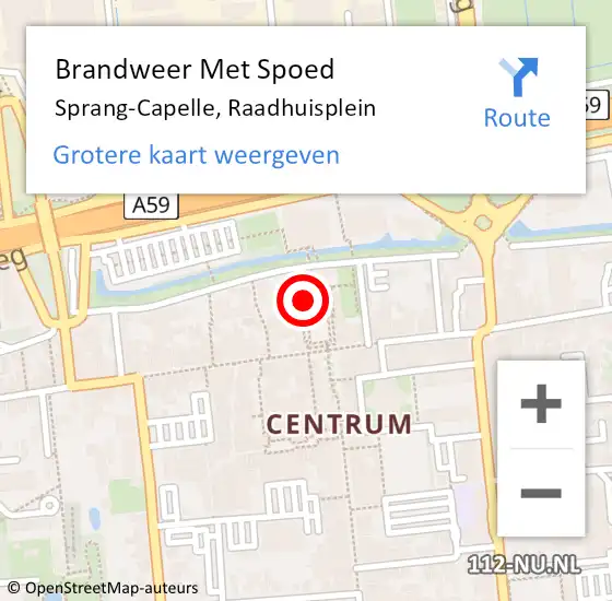 Locatie op kaart van de 112 melding: Brandweer Met Spoed Naar Sprang-Capelle, Raadhuisplein op 7 maart 2024 18:00