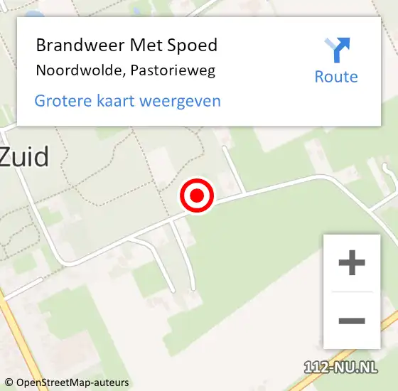 Locatie op kaart van de 112 melding: Brandweer Met Spoed Naar Noordwolde, Pastorieweg op 7 maart 2024 18:02