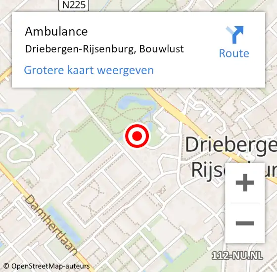 Locatie op kaart van de 112 melding: Ambulance Driebergen-Rijsenburg, Bouwlust op 28 september 2014 12:16