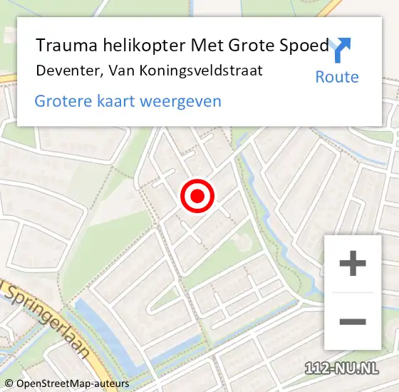 Locatie op kaart van de 112 melding: Trauma helikopter Met Grote Spoed Naar Deventer, Van Koningsveldstraat op 7 maart 2024 18:22