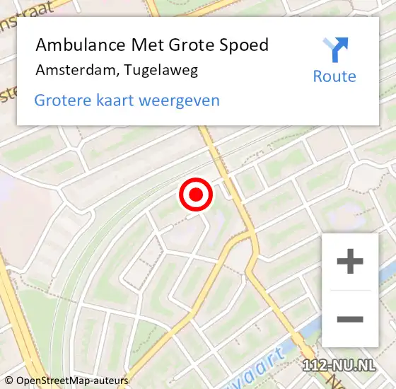 Locatie op kaart van de 112 melding: Ambulance Met Grote Spoed Naar Amsterdam, Tugelaweg op 7 maart 2024 18:33