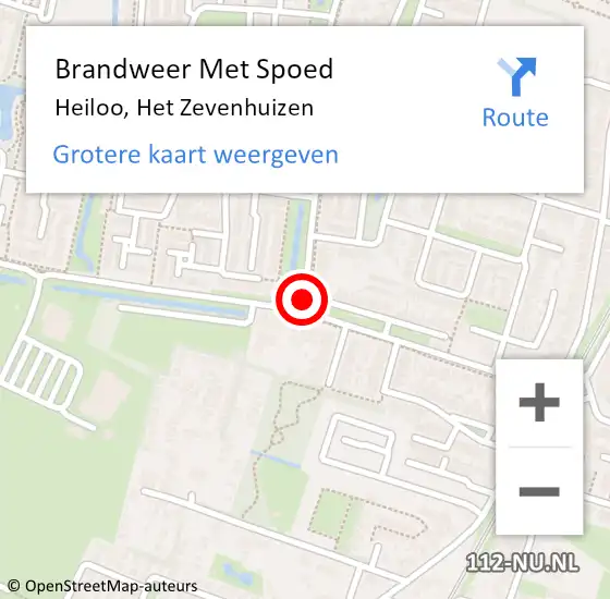 Locatie op kaart van de 112 melding: Brandweer Met Spoed Naar Heiloo, Het Zevenhuizen op 28 september 2014 12:19