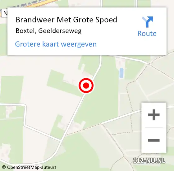 Locatie op kaart van de 112 melding: Brandweer Met Grote Spoed Naar Boxtel, Geelderseweg op 7 maart 2024 18:55