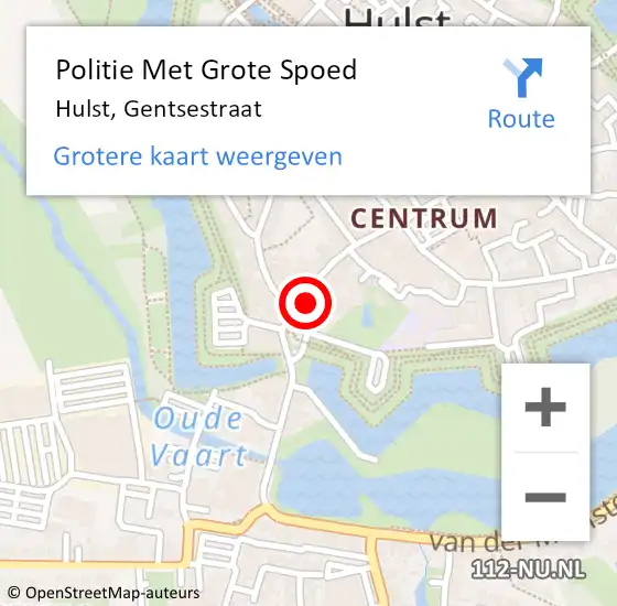 Locatie op kaart van de 112 melding: Politie Met Grote Spoed Naar Hulst, Gentsestraat op 7 maart 2024 19:05