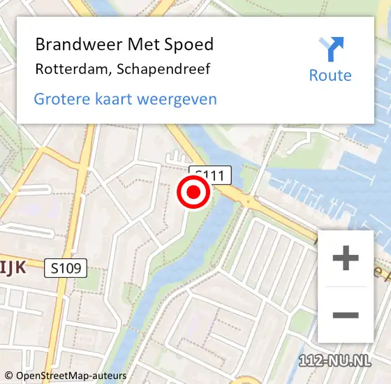Locatie op kaart van de 112 melding: Brandweer Met Spoed Naar Rotterdam, Schapendreef op 7 maart 2024 19:07