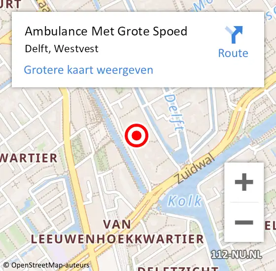 Locatie op kaart van de 112 melding: Ambulance Met Grote Spoed Naar Delft, Westvest op 7 maart 2024 19:16