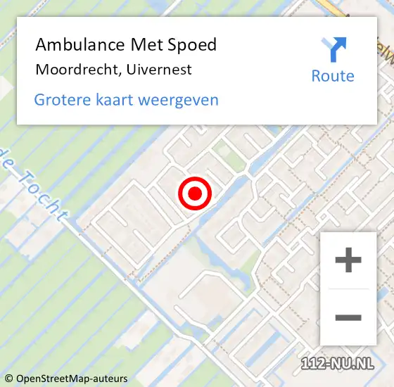 Locatie op kaart van de 112 melding: Ambulance Met Spoed Naar Moordrecht, Uivernest op 7 maart 2024 19:22