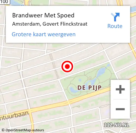 Locatie op kaart van de 112 melding: Brandweer Met Spoed Naar Amsterdam, Govert Flinckstraat op 7 maart 2024 19:26