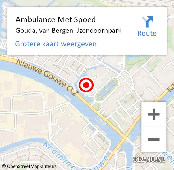 Locatie op kaart van de 112 melding: Ambulance Met Spoed Naar Gouda, van Bergen IJzendoornpark op 7 maart 2024 19:39