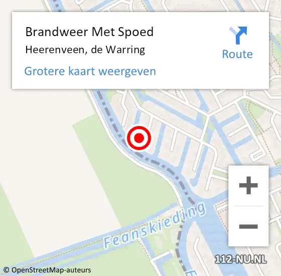 Locatie op kaart van de 112 melding: Brandweer Met Spoed Naar Heerenveen, de Warring op 7 maart 2024 19:41