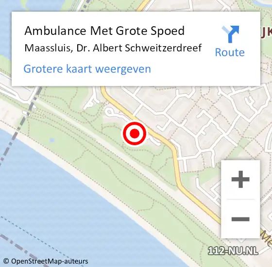 Locatie op kaart van de 112 melding: Ambulance Met Grote Spoed Naar Maassluis, Dr. Albert Schweitzerdreef op 7 maart 2024 19:59