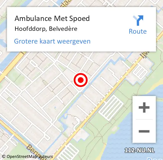 Locatie op kaart van de 112 melding: Ambulance Met Spoed Naar Hoofddorp, Belvedère op 7 maart 2024 20:14