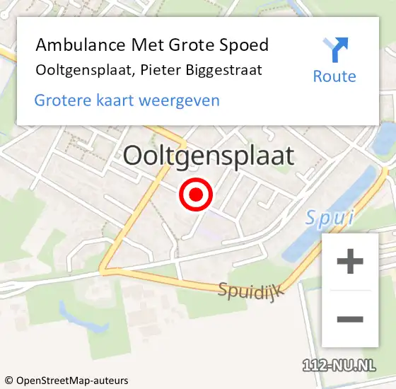 Locatie op kaart van de 112 melding: Ambulance Met Grote Spoed Naar Ooltgensplaat, Pieter Biggestraat op 7 maart 2024 20:14