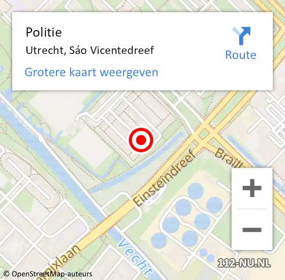 Locatie op kaart van de 112 melding: Politie Utrecht, Sáo Vicentedreef op 7 maart 2024 20:18