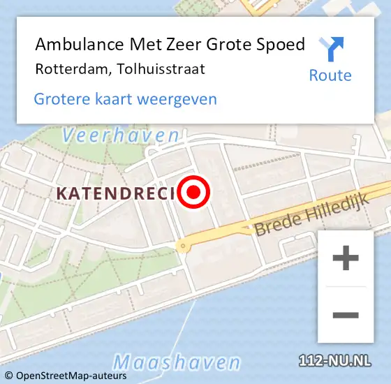 Locatie op kaart van de 112 melding: Ambulance Met Zeer Grote Spoed Naar Rotterdam, Tolhuisstraat op 7 maart 2024 20:20