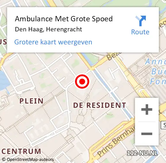 Locatie op kaart van de 112 melding: Ambulance Met Grote Spoed Naar Den Haag, Herengracht op 7 maart 2024 20:27