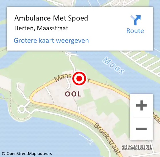 Locatie op kaart van de 112 melding: Ambulance Met Spoed Naar Herten, Maasstraat op 7 maart 2024 21:13