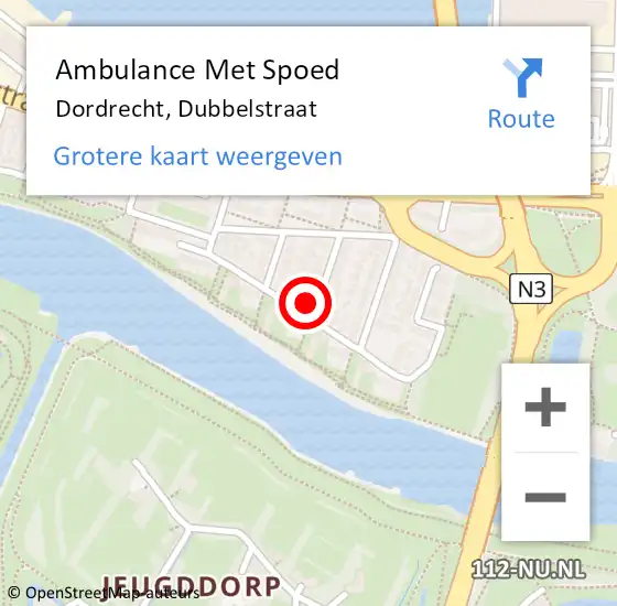 Locatie op kaart van de 112 melding: Ambulance Met Spoed Naar Dordrecht, Dubbelstraat op 7 maart 2024 21:33