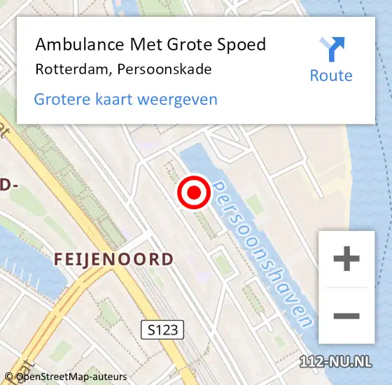 Locatie op kaart van de 112 melding: Ambulance Met Grote Spoed Naar Rotterdam, Persoonskade op 7 maart 2024 22:09