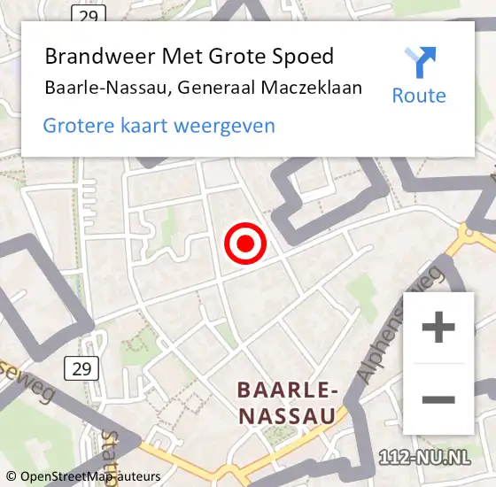 Locatie op kaart van de 112 melding: Brandweer Met Grote Spoed Naar Baarle-Nassau, Generaal Maczeklaan op 7 maart 2024 22:29