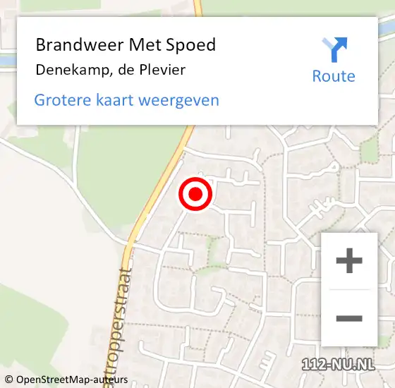 Locatie op kaart van de 112 melding: Brandweer Met Spoed Naar Denekamp, de Plevier op 7 maart 2024 23:43