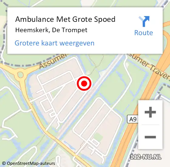 Locatie op kaart van de 112 melding: Ambulance Met Grote Spoed Naar Heemskerk, De Trompet op 7 maart 2024 23:48