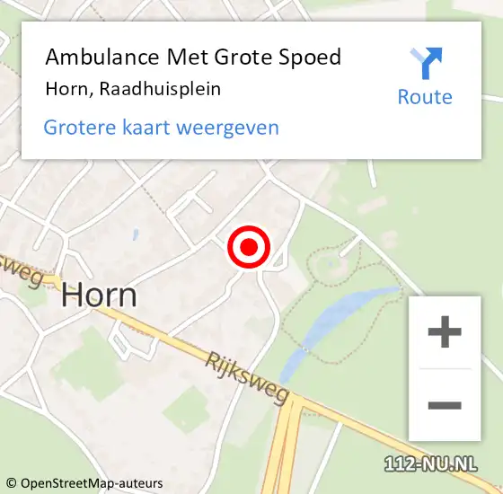 Locatie op kaart van de 112 melding: Ambulance Met Grote Spoed Naar Horn, Raadhuisplein op 8 maart 2024 00:20