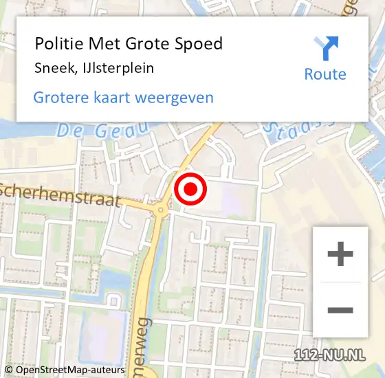 Locatie op kaart van de 112 melding: Politie Met Grote Spoed Naar Sneek, IJlsterplein op 8 maart 2024 00:28