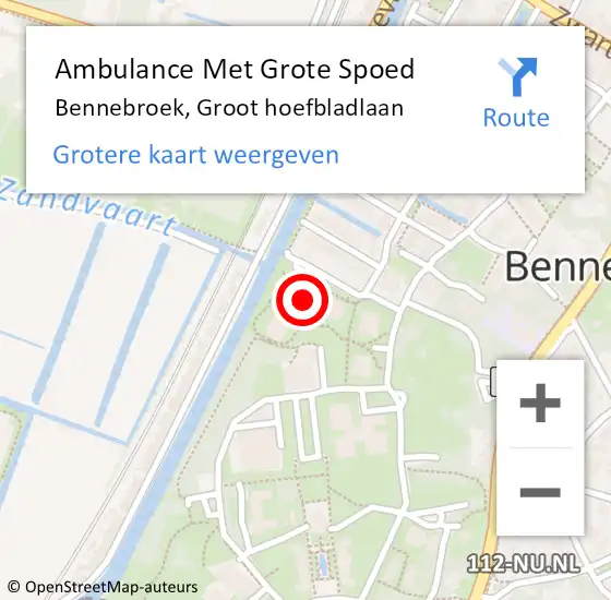 Locatie op kaart van de 112 melding: Ambulance Met Grote Spoed Naar Bennebroek, Groot hoefbladlaan op 8 maart 2024 01:13