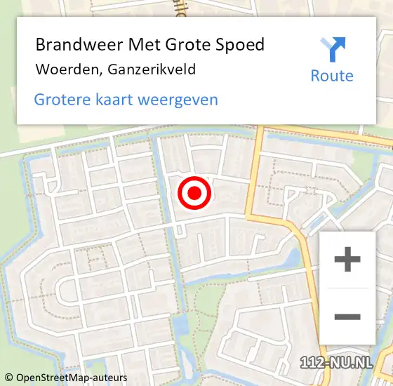 Locatie op kaart van de 112 melding: Brandweer Met Grote Spoed Naar Woerden, Ganzerikveld op 8 maart 2024 02:30