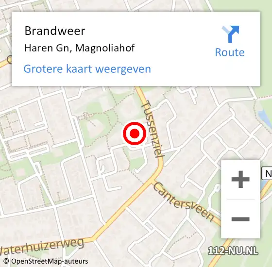 Locatie op kaart van de 112 melding: Brandweer Haren Gn, Magnoliahof op 8 maart 2024 02:36
