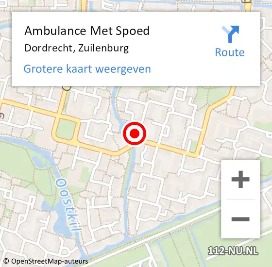 Locatie op kaart van de 112 melding: Ambulance Met Spoed Naar Dordrecht, Zuilenburg op 8 maart 2024 03:05