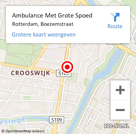 Locatie op kaart van de 112 melding: Ambulance Met Grote Spoed Naar Rotterdam, Boezemstraat op 8 maart 2024 03:31