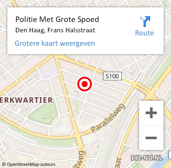 Locatie op kaart van de 112 melding: Politie Met Grote Spoed Naar Den Haag, Frans Halsstraat op 8 maart 2024 03:36
