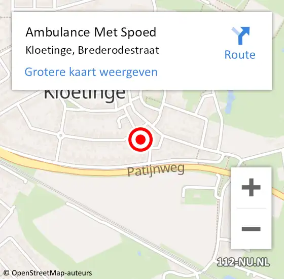 Locatie op kaart van de 112 melding: Ambulance Met Spoed Naar Kloetinge, Brederodestraat op 28 september 2014 12:51