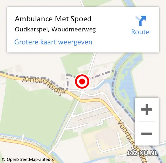 Locatie op kaart van de 112 melding: Ambulance Met Spoed Naar Oudkarspel, Woudmeerweg op 8 maart 2024 05:16