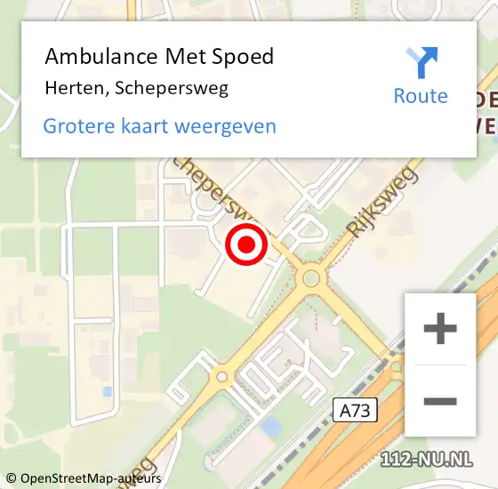 Locatie op kaart van de 112 melding: Ambulance Met Spoed Naar Herten, Schepersweg op 8 maart 2024 07:18