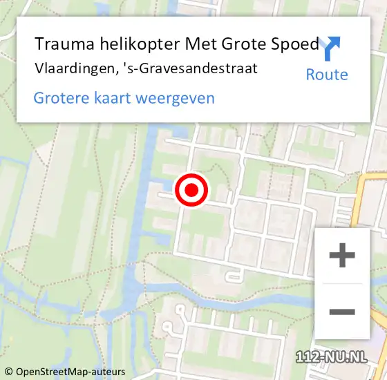 Locatie op kaart van de 112 melding: Trauma helikopter Met Grote Spoed Naar Vlaardingen, 's-Gravesandestraat op 8 maart 2024 07:31
