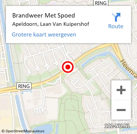Locatie op kaart van de 112 melding: Brandweer Met Spoed Naar Apeldoorn, Laan Van Kuipershof op 15 oktober 2013 22:43