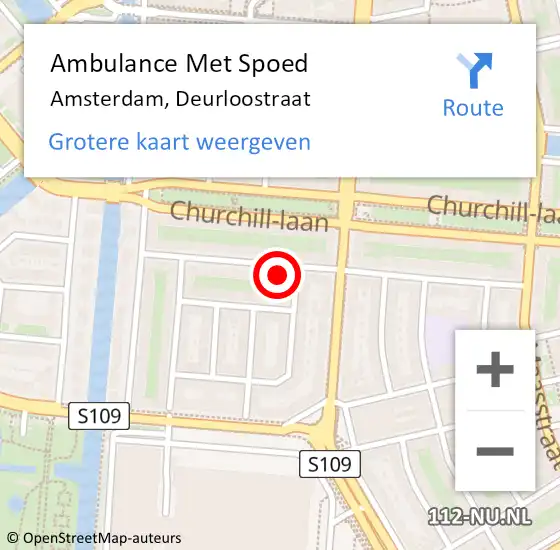 Locatie op kaart van de 112 melding: Ambulance Met Spoed Naar Amsterdam, Deurloostraat op 8 maart 2024 07:45
