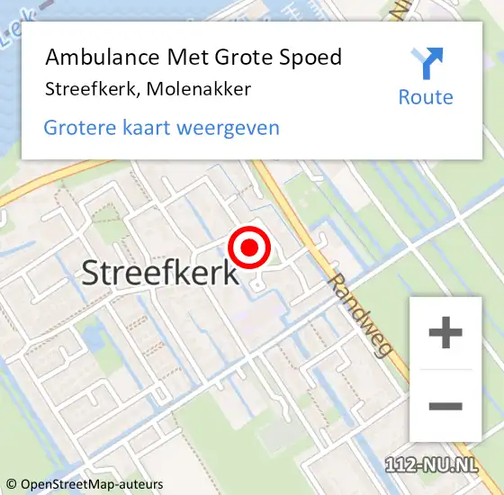 Locatie op kaart van de 112 melding: Ambulance Met Grote Spoed Naar Streefkerk, Molenakker op 8 maart 2024 07:53