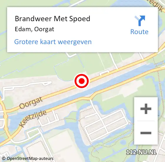 Locatie op kaart van de 112 melding: Brandweer Met Spoed Naar Edam, Oorgat op 28 september 2014 12:59