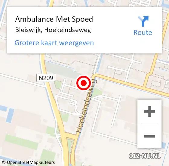 Locatie op kaart van de 112 melding: Ambulance Met Spoed Naar Bleiswijk, Hoekeindseweg op 8 maart 2024 08:05